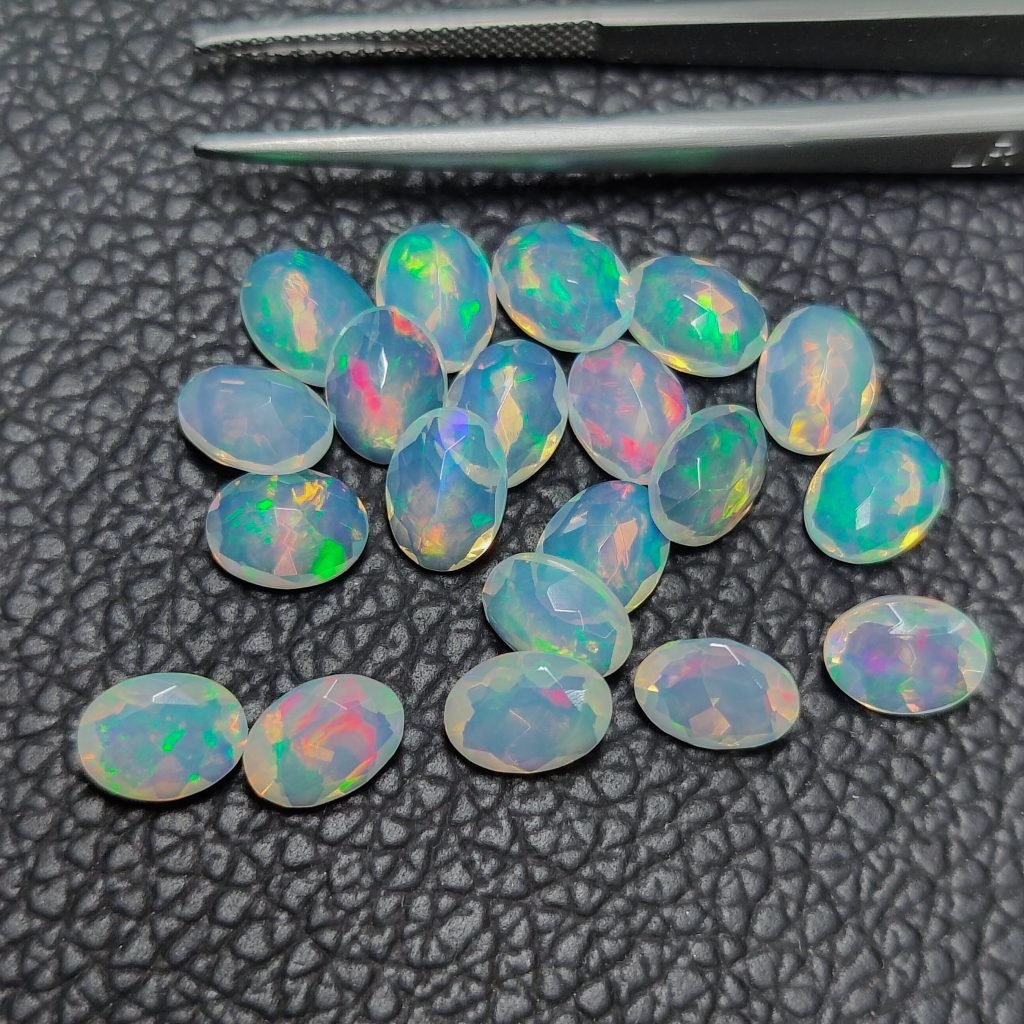 6x8mm Ethiopian Opal Faceted Oval Loose Gemstones For Jewelry Making