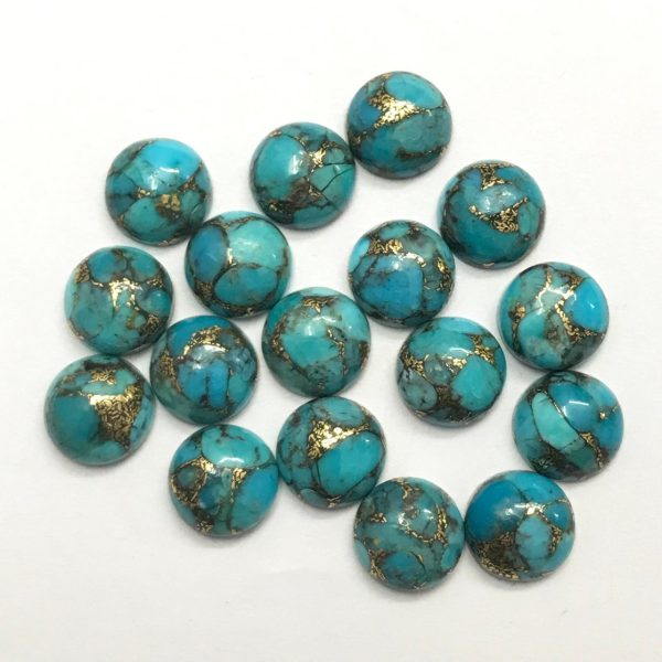 blue copper turquoise round cabochon