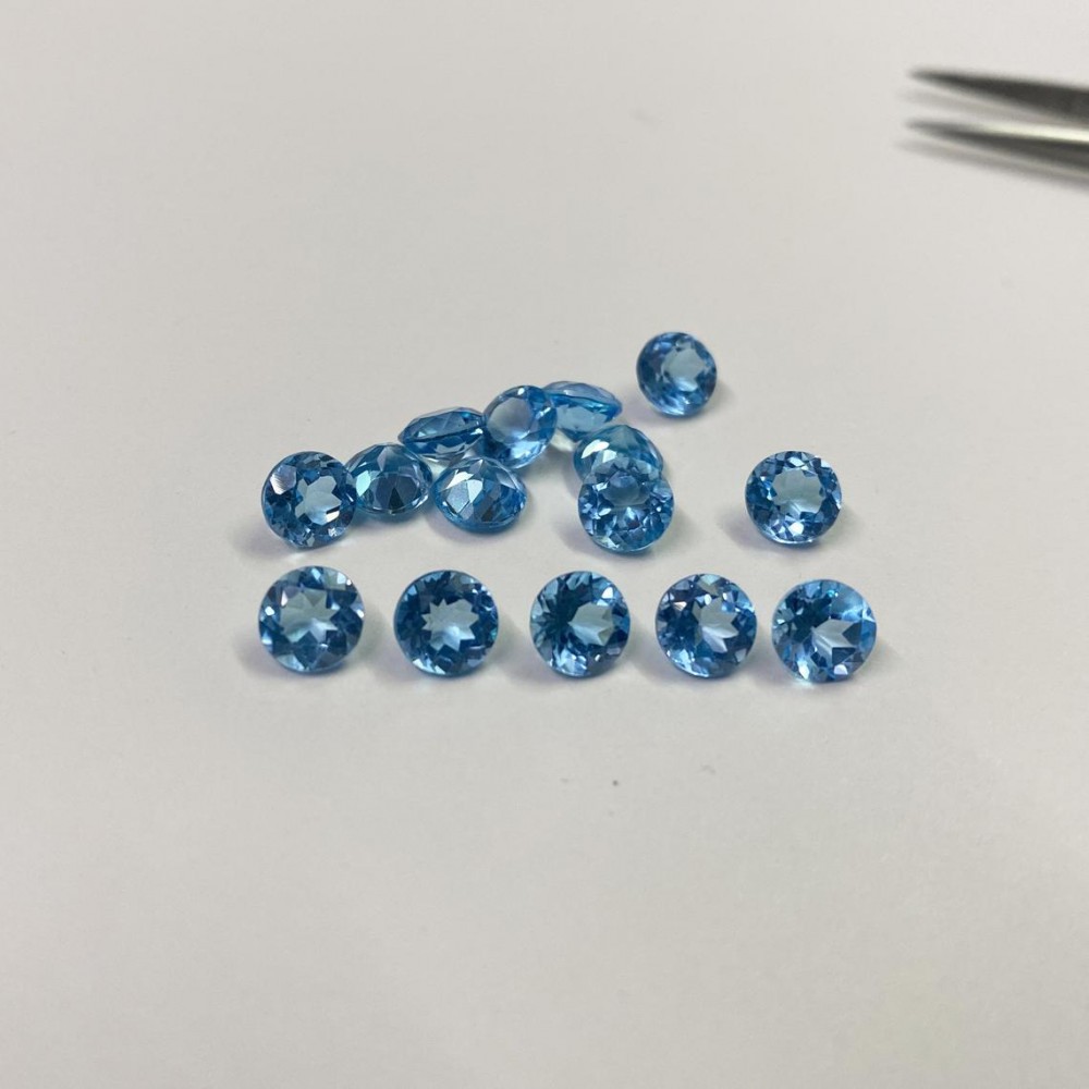 WHOLESALE VARIOUS SIZES NATURAL SKY BLUE TOPAZ LOOSE GEMSTONE FACETED ROUND 
