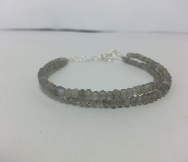 gray moonstone faceted rondelle beads bracelet