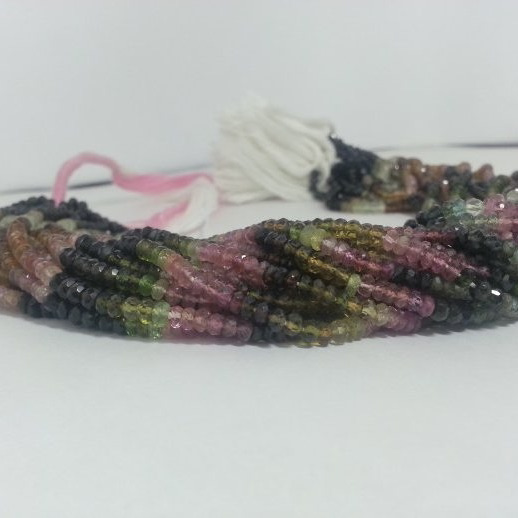 multi tourmaline faceted rondelle beads