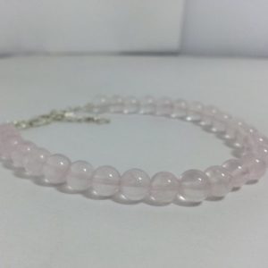 rose quartz smooth round beads bracelet