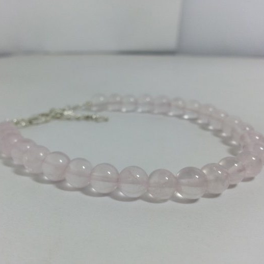 rose quartz smooth round beads bracelet