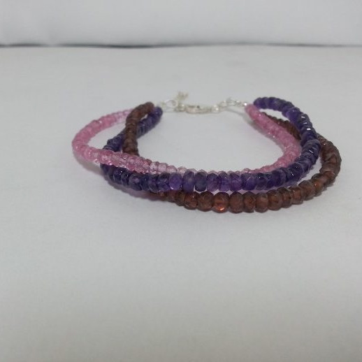 multi stone faceted rondelle beads bracelet