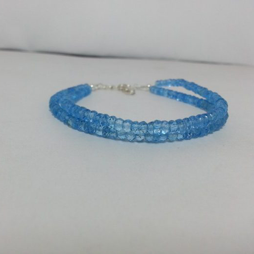 blue topaz faceted rondelle beads bracelet