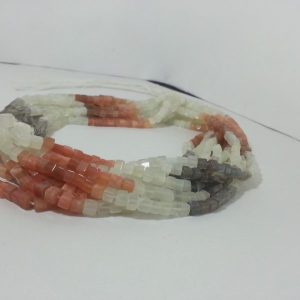 multi moonstone smooth cube beads