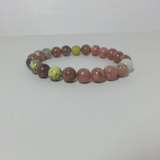 rhodochrosite smooth round beads bracelet