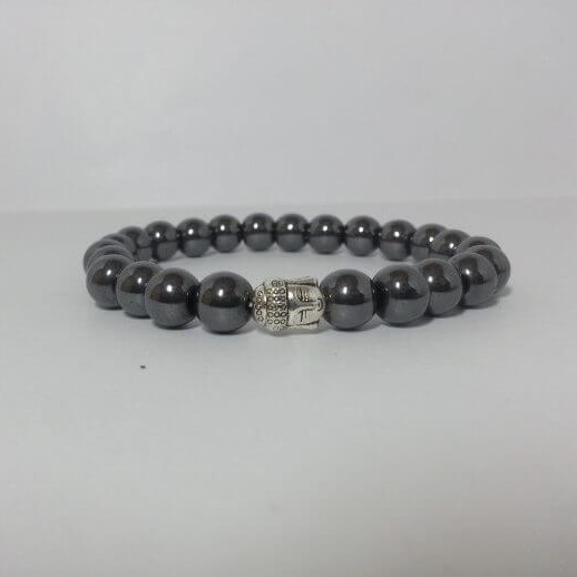 hematite smooth round beads bracelet