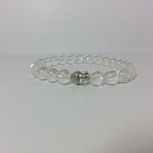 crystal quartz smooth round beads bracelet
