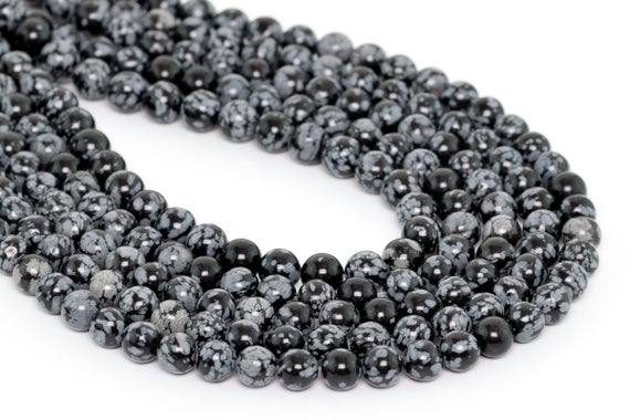 snowflake obsidian smooth round beads