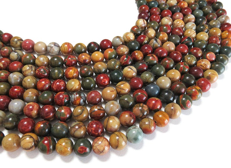 aaa natural picasso jasper smooth round beads