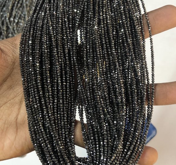 black diamond faceted rondelle beads