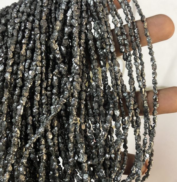 natural black diamond rough nuggets beads
