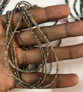 champagne diamond faceted rondelle beads