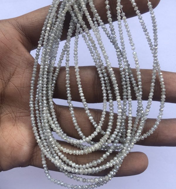 gray diamond faceted rondelle beads
