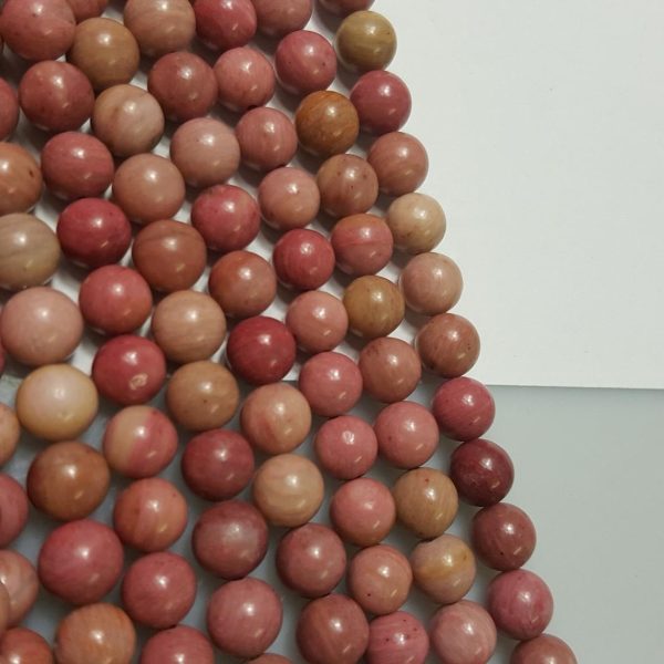 natural pink rhodonite smooth round beads