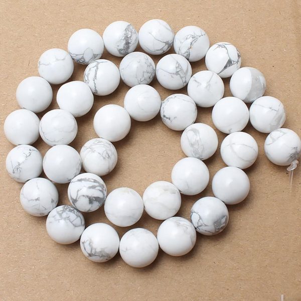 natural white howlite smooth round beads