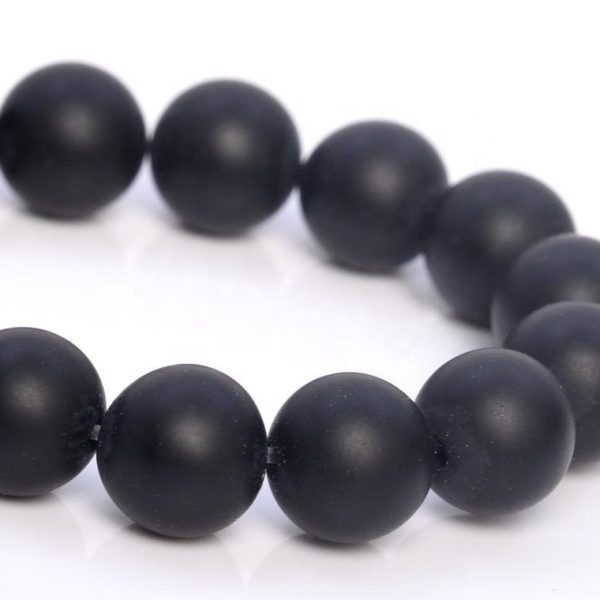 natural black onyx matte smooth round beads