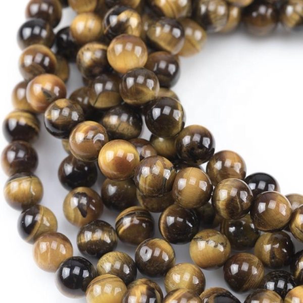 AAA Natural Tiger Eye Smooth Round Beads