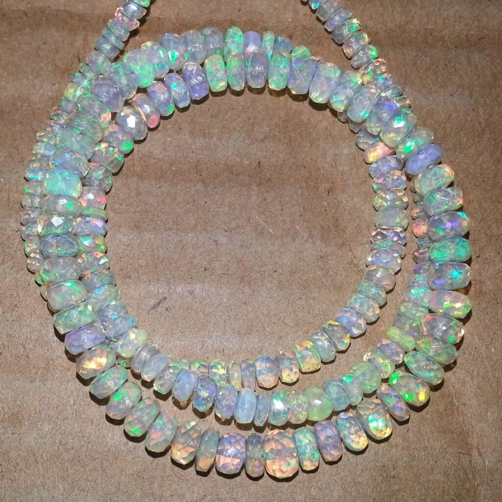 ethiopian opal faceted rondelle beads