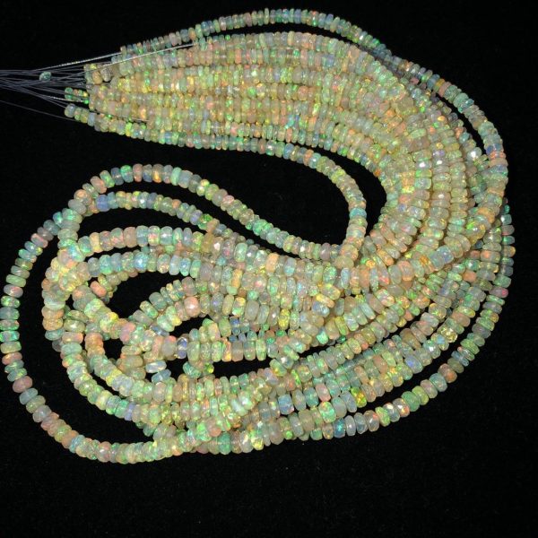 yellow ethiopian opal faceted rondelle beads