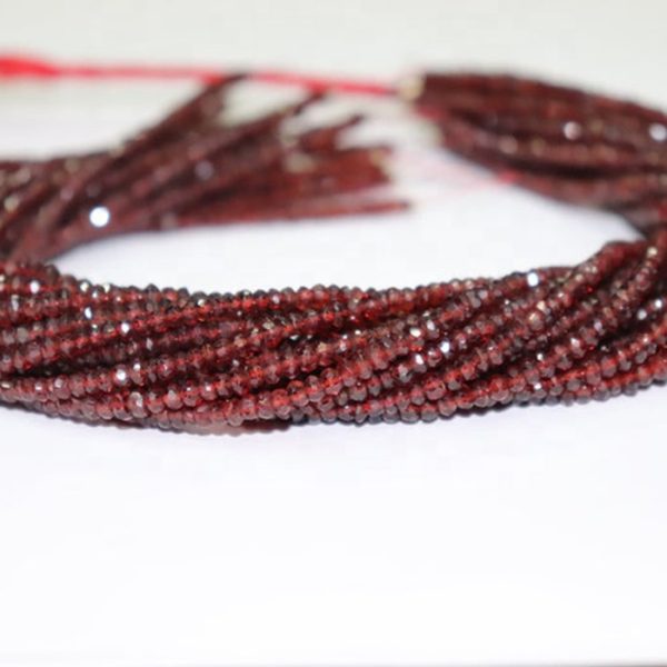 red garnet faceted rondelle beads