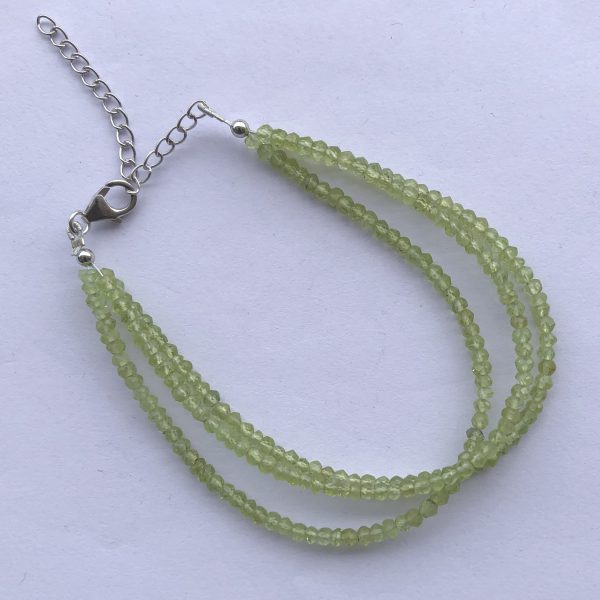 peridot faceted rondelle beads bracelet