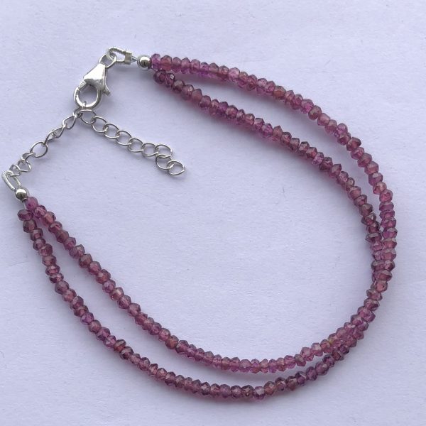 rhodolite garnet faceted rondelle beads bracelet