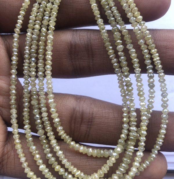 lc yellow diamond faceted rondelle beads