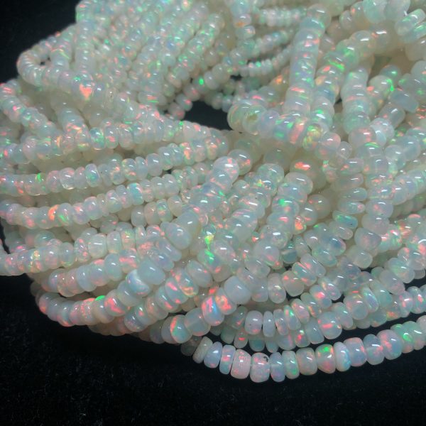 white milky ethiopian opal smooth rondelle beads