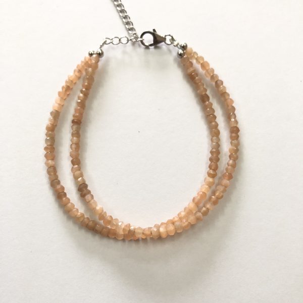 peach moonstone faceted rondelle beads bracelet