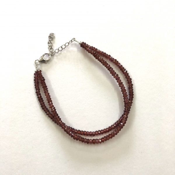 red garnet faceted rondelle beads bracelet