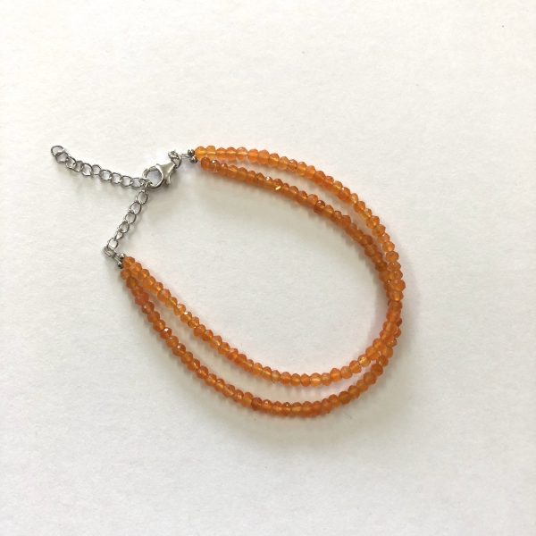carnelian faceted rondelle beads bracelet