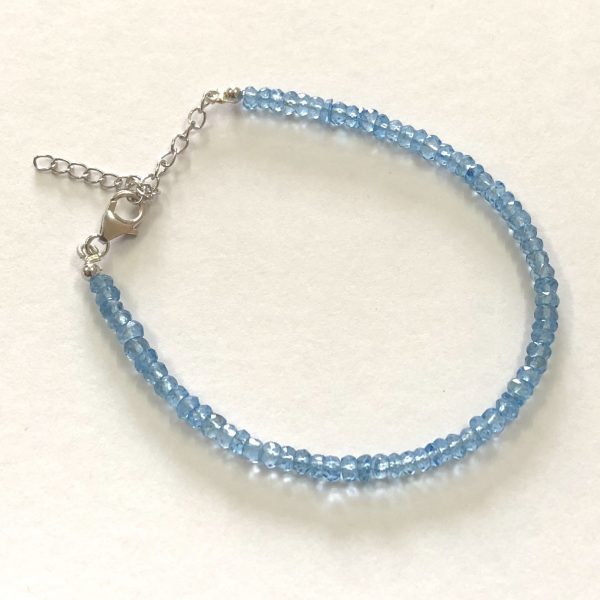 sky blue topaz faceted rondelle beads bracelet