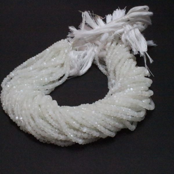 white moonstone faceted rondelle beads