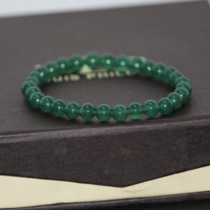 green onyx smooth round beads bracelet