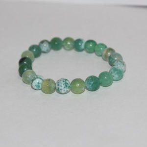 green agate faceted round beads bracelet