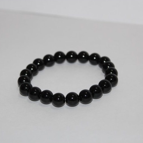 black onyx smooth round beads bracelet