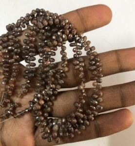 red diamond faceted briolette drop beads