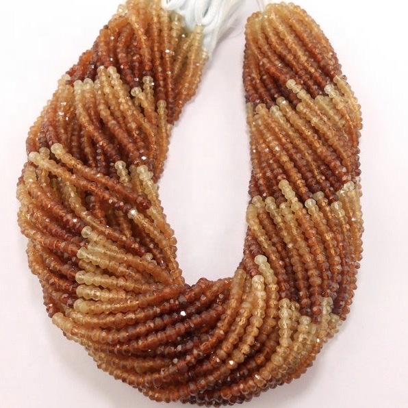 hessonite garnet faceted rondelle beads