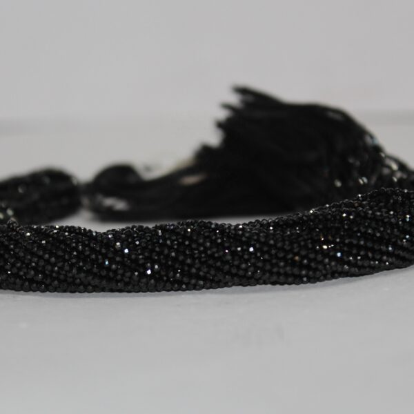 black spinel faceted rondelle beads