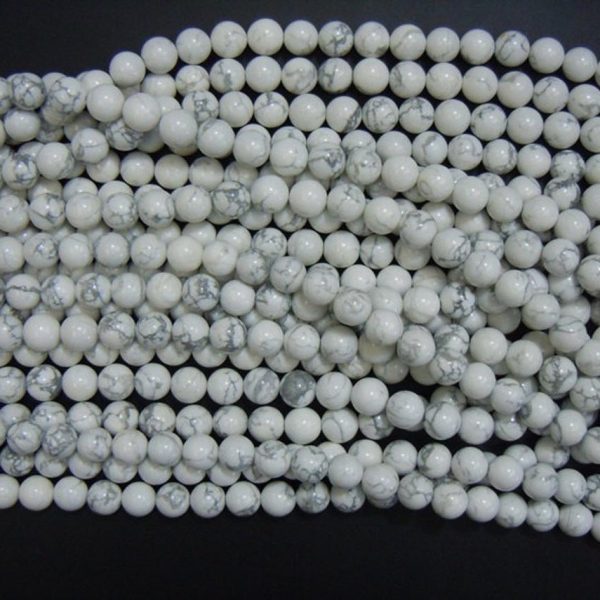Natural White Howlite Smooth Round Beads