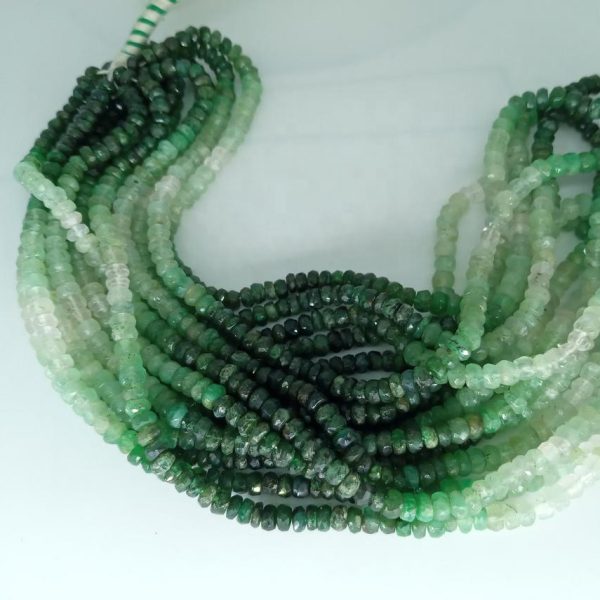shaded emerald faceted rondelle beads