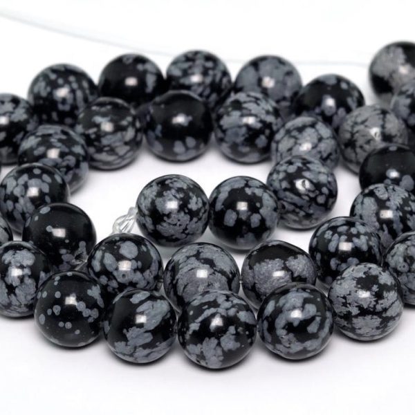 Natural Snowflake Obsidian Smooth Round Beads