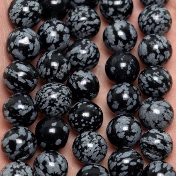 aaa natural snowflake obsidian smooth round beads