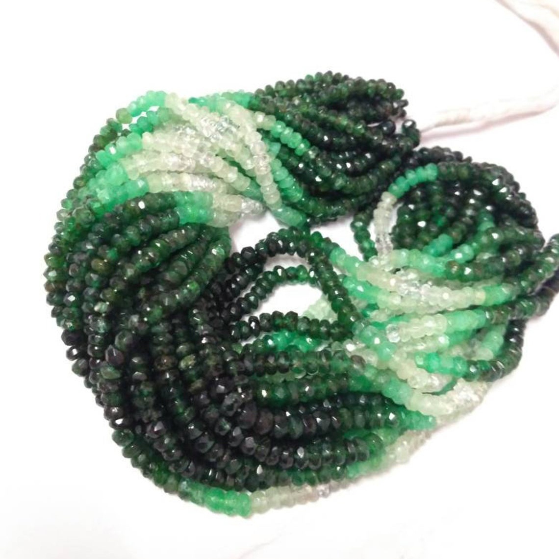 2.5" Strand EMERALD 2.5-4mm Faceted Rondelle Beads NATURAL 