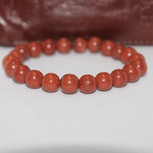 red jasper smooth round beads bracelet