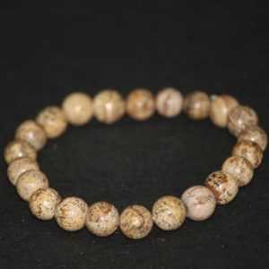 picture jasper smooth round beads bracelet