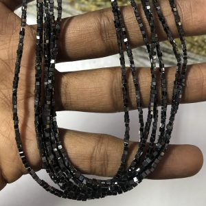 black diamond faceted cube beads