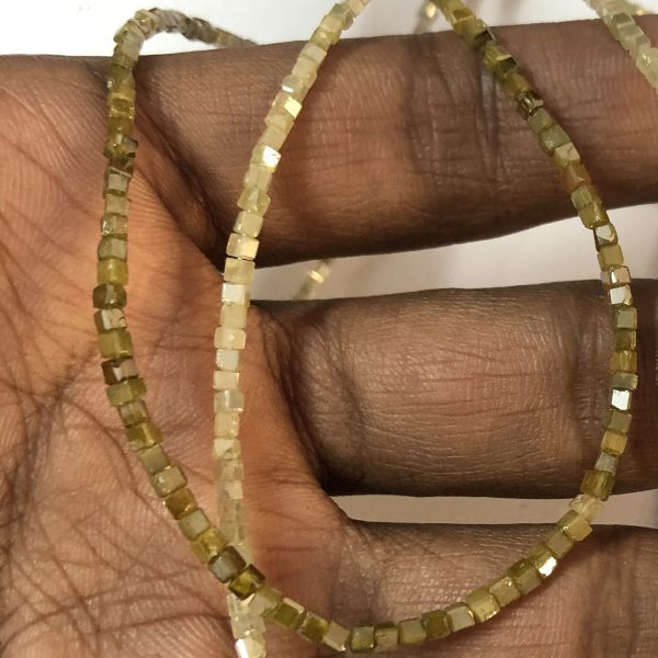yellow diamond faceted cube beads